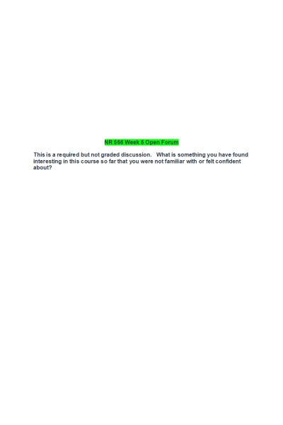 NR 566 Week 5 Open Forum - Not Graded But Required
