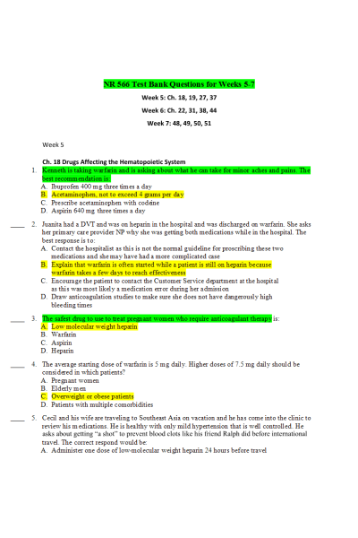 xNR 566 Test Bank Questions for Weeks 5-7