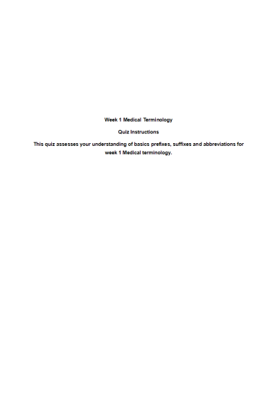 NR 103 Week 1 Medical Terminology
