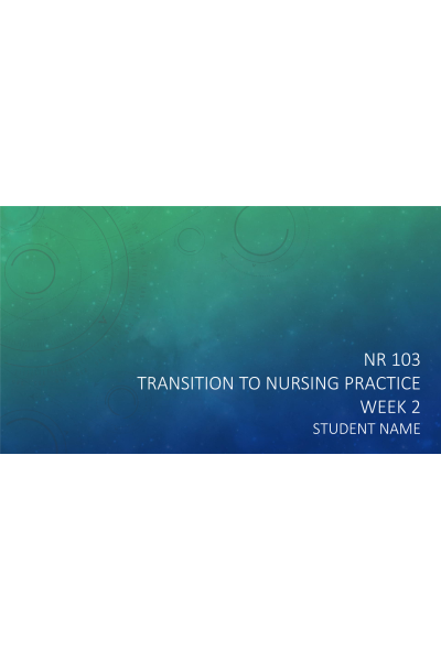 NR 103 Week 3 CEAP Assessment Overview