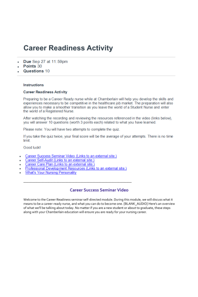 NR 103 Week 4 Career Readiness Activity (Notes)