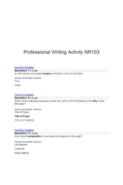 NR 103 Week 4 Professional Writing Assignment