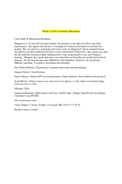 NR 565 Week 3 ANS Case Study Discussion (Original Post)