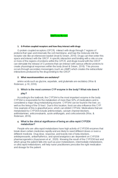 NR 565 Week 4 MidTerm Review