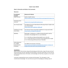 NR 360 Week 5 Informatics and Safety in the Community - Notes
