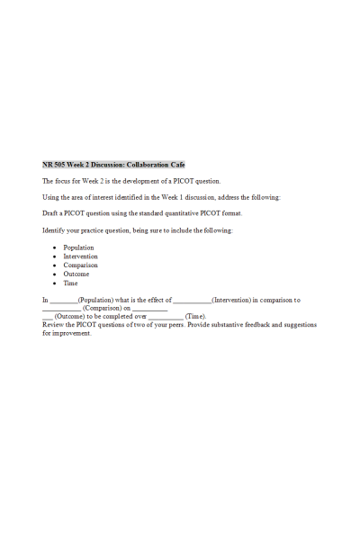 NR 505 Week 2 Discussion; Collaboration Cafe