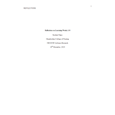 NR 505 Weeks 1-8 Reflections on Learning