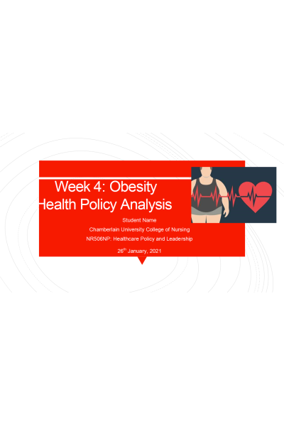 NR 506 Week 4 Assignment; Kaltura Health Policy Analysis Presentation; Obesity