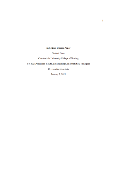 NR 503 Week 5 Assignment; Infectious Disease Paper - COVID-19 Pandemic