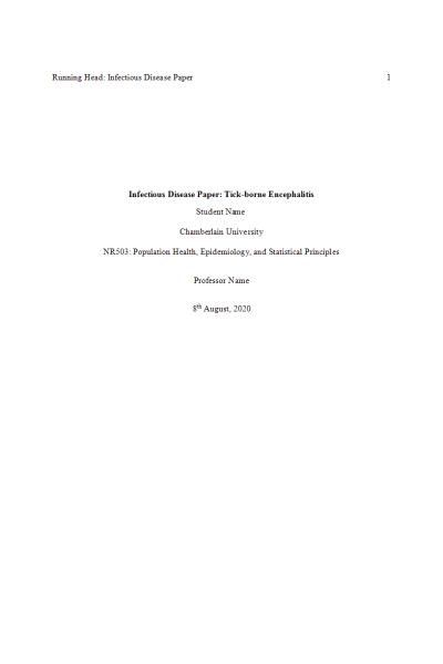 NR 503 Week 5 Assignment; Infectious Disease Paper; Tick-borne Encephalitis