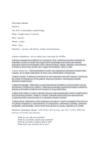 NR 503 Week 8 Final Exam Reviewer