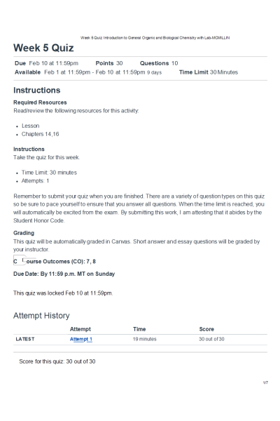 CHEM 120 Week 5 Quiz