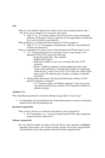 NR 565 Week 8 Final Study Points