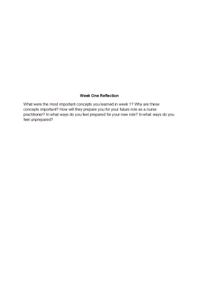 NR 501 Week 1 Assignment: Reflection on Learning