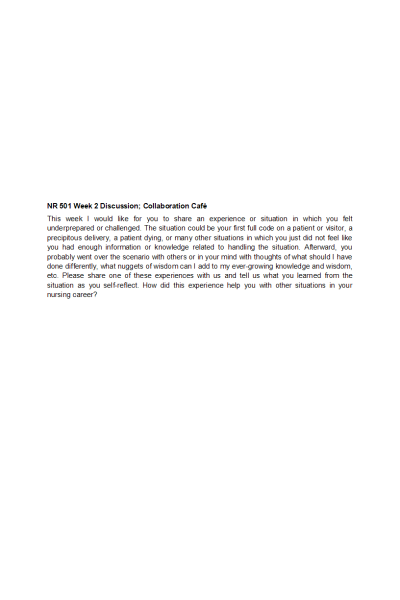 NR 501 Week 2 Discussion; Collaboration Cafe