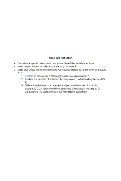 NR 501 Week 2 Assignment: Reflection on Learning