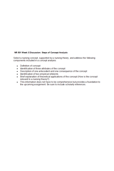 NR 501 Week 3 Discussion; Steps of Concept Analysis