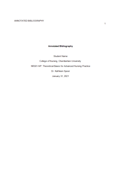 NR 501 Week 5 Assignment: Annotated Bibliography