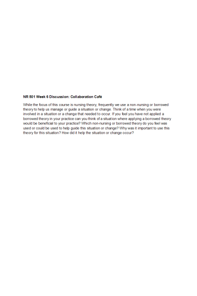 NR 501 Week 6 Discussion; Collaboration Café