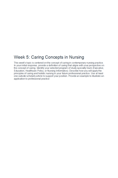 NR 500 Week 5 Discussion; Caring Concepts in Nursing