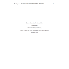 NR 601 Week 5 Case Study Assignment; Glucose Metabolism Disorder and More