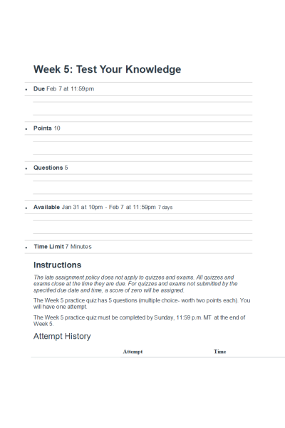 NR 601 Week 5 Test Your Knowledge