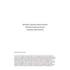 NR 601 Week 1 Comprehensive Geriatric Assessment, Polypharmacy Discussion, Weekly Clinical Goal