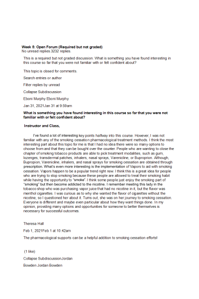 NR 566 Week 5 Open Forum (Required but not graded) 14 Pages