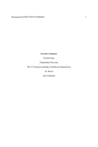 NR 531 Week 7 Assignment; Executive Summary; Structural Empowerment