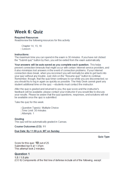 BIOS 242 Week 6 Quiz
