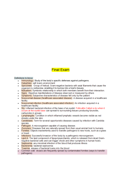 BIOS 242 Week 8 Final Exam (Study Guide)