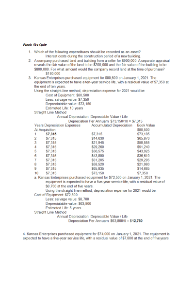 ACCT 212 Week 6 Quiz