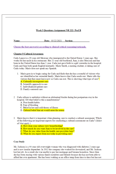 NR 222 Week 3 Assignment; Questions