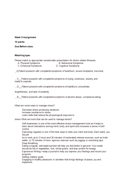 NR 222 Week 5 Assignment; Questions & Class Activity
