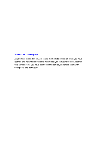 NR 222 Week 8 Reflection