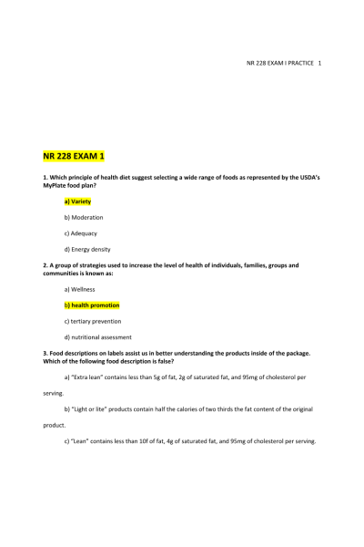 NR 228 Week 3 Exam 1 Practice Questions-Answers