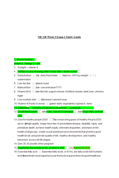 NR 228 Week 3 Exam 1 Study Guide