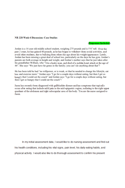 NR 228 Week 6 Discussion; Case Studies (With Response)