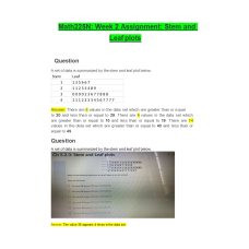 MATH 225N Week 2 Assignment; Stem and Leaf plots