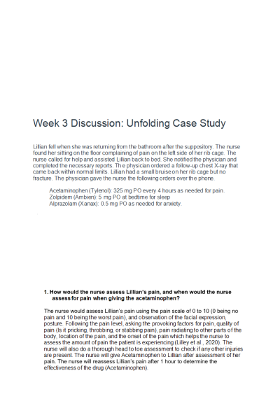 NR 293 Week 3 Discussion; Unfolding Case Study