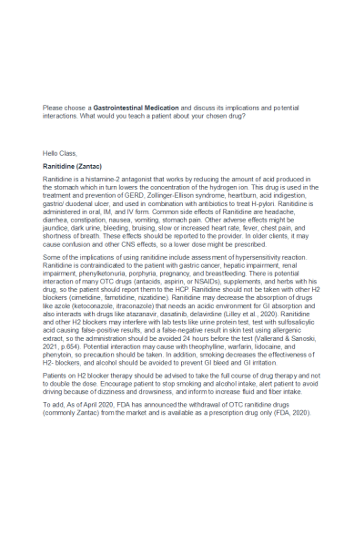 NR 293 Week 6 Discussion; Implications of Drug Interactions