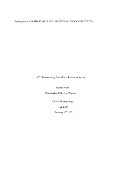 NR 293 Week 7 Assignment; ATI Pharm Made Easy; Endocrine - Propylthiouracil