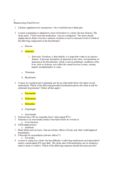 NR 293 Week 8 Final Exam Review