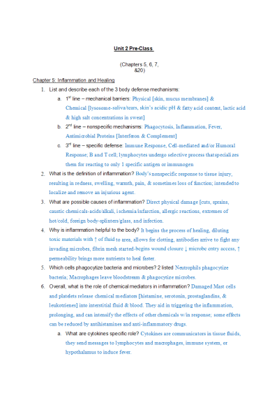 NR 283 Week 2 Pre-Class Answers