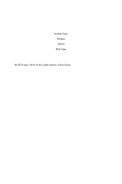NR 283 Week 2 RUA Group Topic Selection