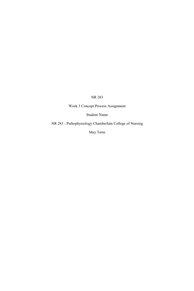 NR 283 Week 3 Concept Process Assignment # 1; Teratogenic Agent HIV