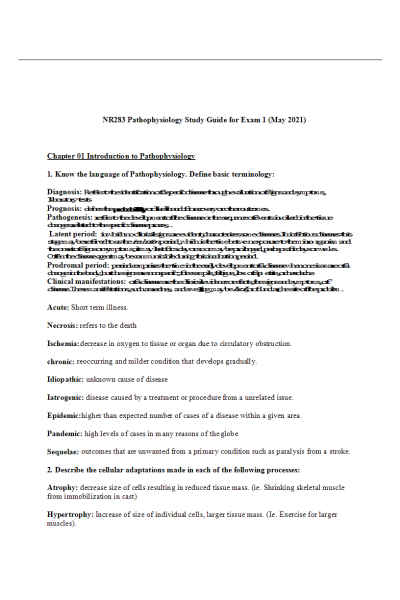 NR 283 Week 3 Exam 1 Study Guide (Topics Covered; Week 1 & 2)