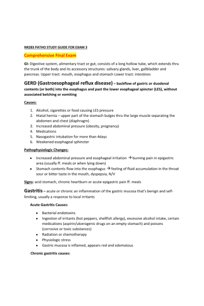 NR 283 Week 8 Comprehensive Final Exam Study Guide