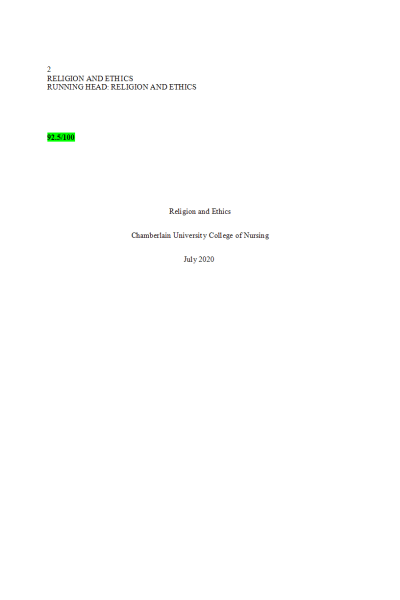 ETHC 445N Week 2 Assignment; Ethical Dilemma Analysis - Religion and Ethics