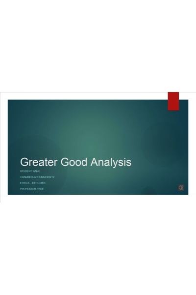 ETHC 445N Week 4 Assignment; Greater Good Analysis - Social Technology - Option 2